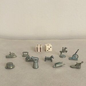 Vintange Monopoly Board Game Spare Parts ~ 10 X Metal Tokens